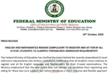 English and Mathematics Admission Requirements 2025