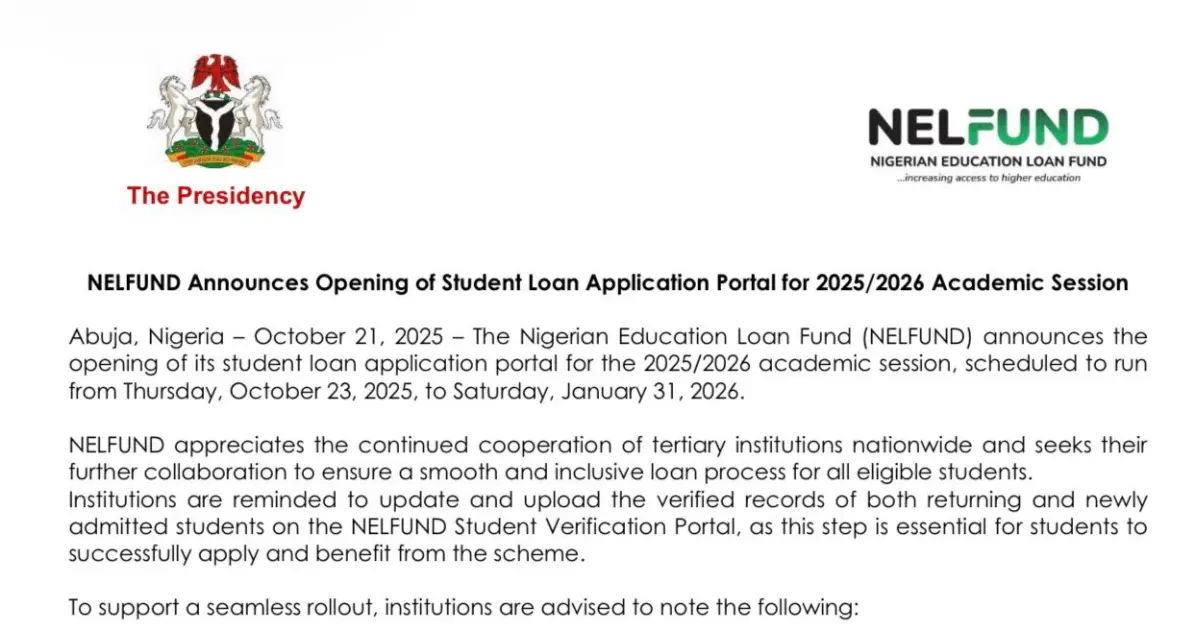 NELFUND Student Loan Application 2025/2026